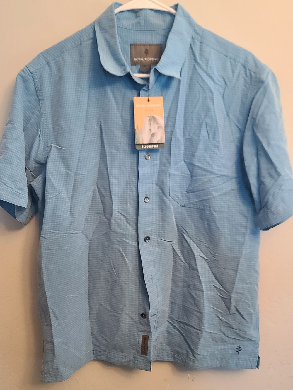Royal Robbins Light Blue Short-Sleeve Button-Down Relaxed Fit Shirt Size Medium